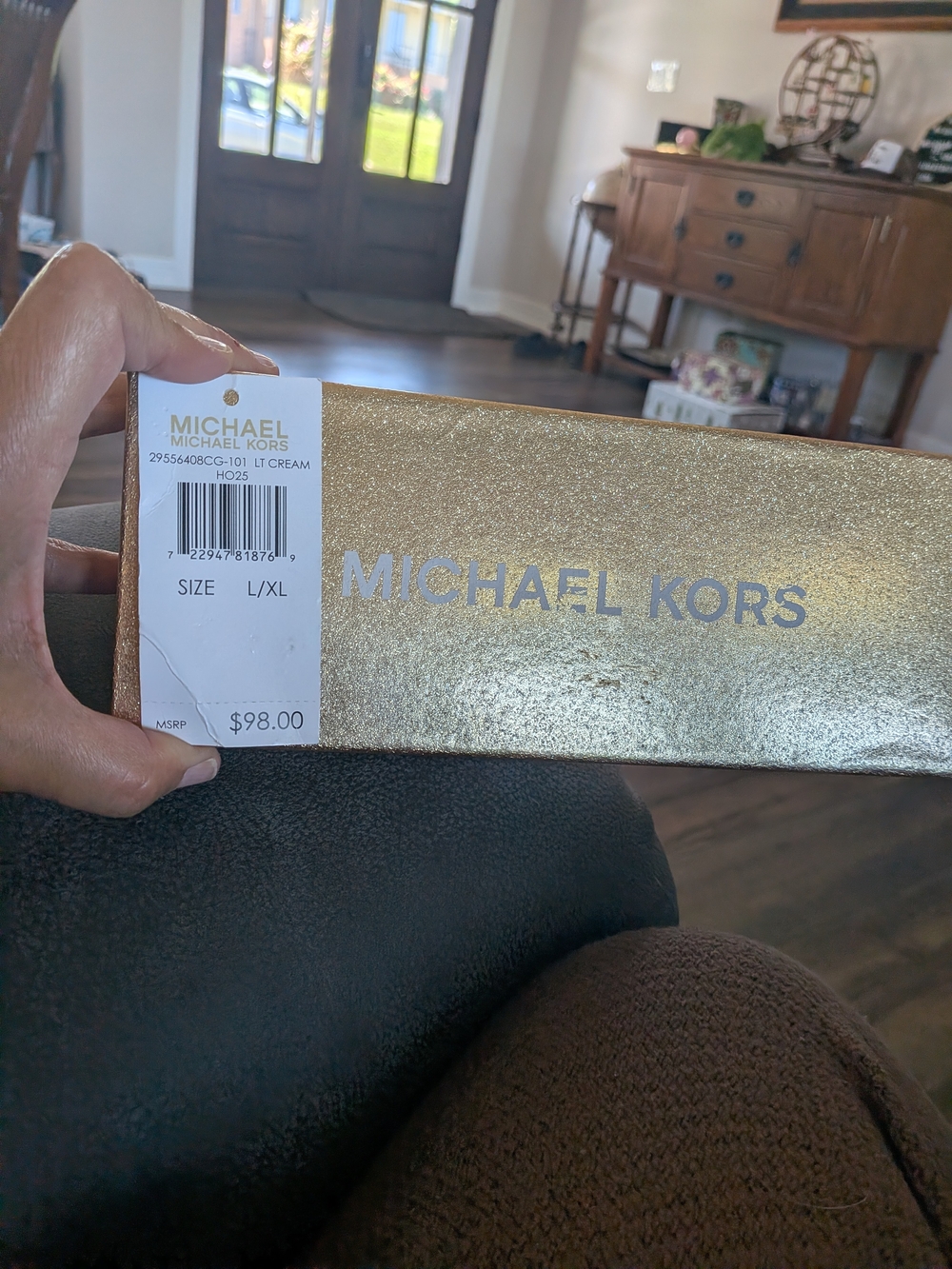 NIB Michael Kors Women's White Leather MK Logo Belt - Gold Buckle - Picture 3 of 12